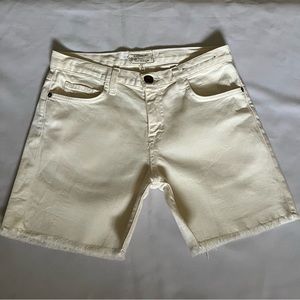 Current / Elliott The Boyfriend Rolled Shorts Off White Distressed Denim Size 26